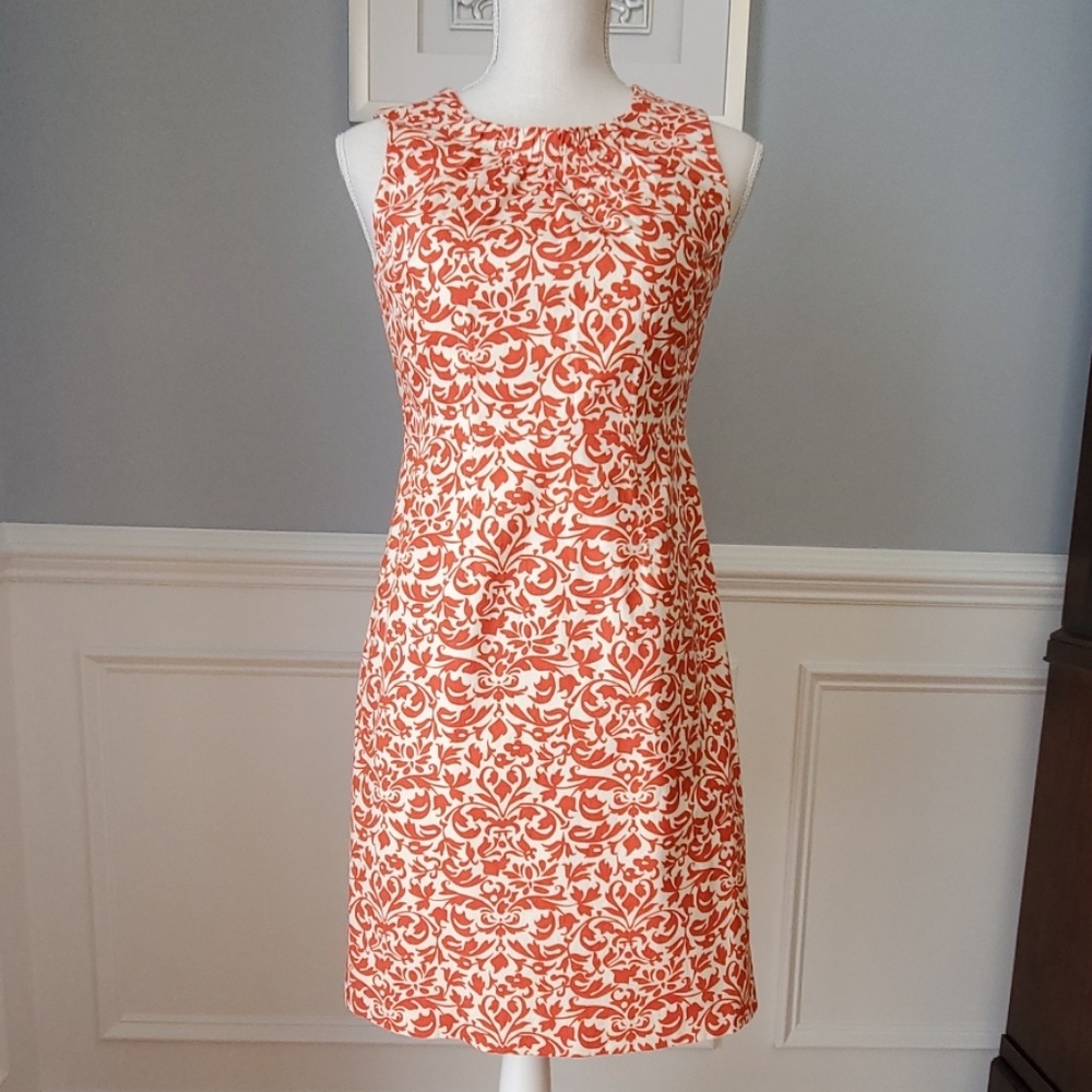 Banana Republic Orange & Cream Floral Shift Dress Sleeveless Women Size 0